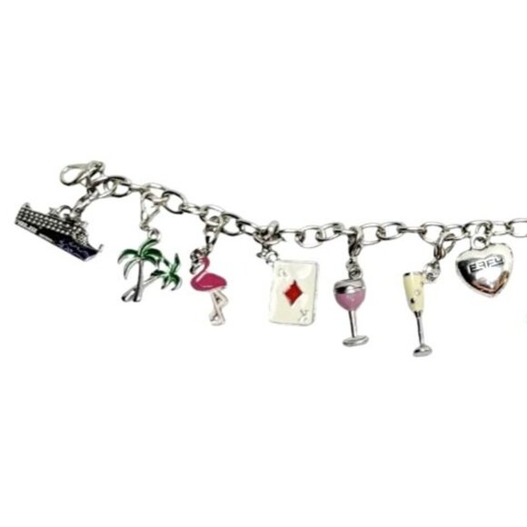 EFFY Bracelet and 12 Charms Princess Cruise Collectable Beach Caribbean Fun 8.5" - Picture 4 of 5